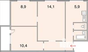 3-к квартира, вторичка, 57м2, 4/9 этаж