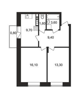 2-к квартира, вторичка, 54м2, 4/9 этаж