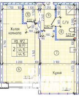 1-к квартира, вторичка, 44м2, 1/17 этаж