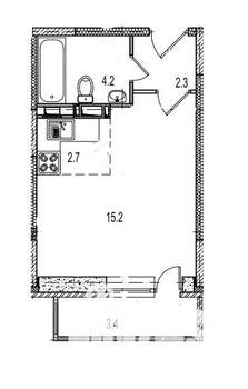 1-к квартира, сданный дом, 28м2, 15/17 этаж