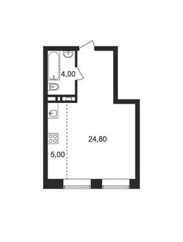 Студия квартира, вторичка, 34м2, 4/9 этаж
