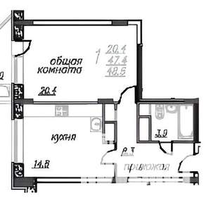 1-к квартира, вторичка, 48м2, 7/10 этаж