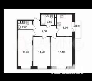 3-к квартира, вторичка, 68м2, 9/9 этаж