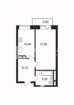 1-к квартира, вторичка, 40м2, 6/9 этаж