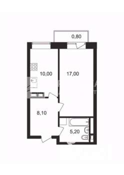 1-к квартира, вторичка, 40м2, 6/9 этаж
