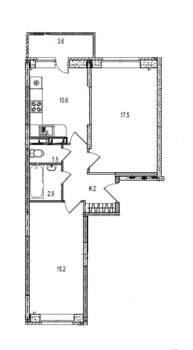 2-к квартира, вторичка, 57м2, 3/17 этаж