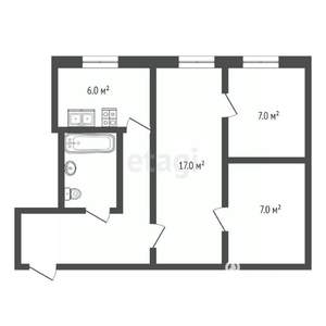 3-к квартира, вторичка, 46м2, 1/4 этаж