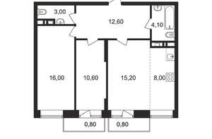 3-к квартира, вторичка, 70м2, 4/9 этаж