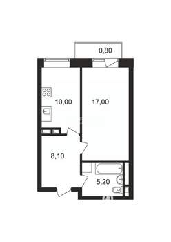 1-к квартира, сданный дом, 40м2, 5/9 этаж