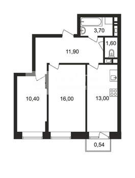 2-к квартира, вторичка, 57м2, 3/9 этаж