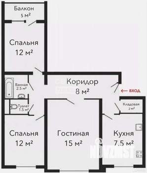 3-к квартира, вторичка, 66м2, 2/9 этаж