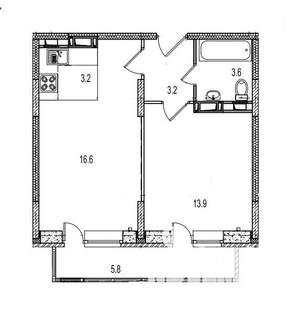 2-к квартира, вторичка, 47м2, 6/17 этаж