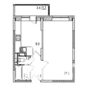 1-к квартира, сданный дом, 36м2, 7/17 этаж
