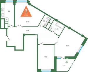 3-к квартира, вторичка, 104м2, 4/17 этаж