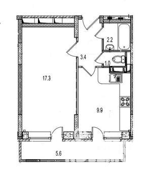 1-к квартира, сданный дом, 40м2, 3/17 этаж