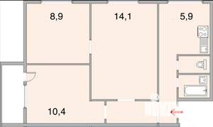 3-к квартира, вторичка, 57м2, 4/9 этаж