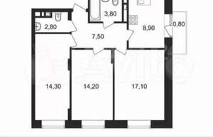 3-к квартира, вторичка, 69м2, 9/12 этаж