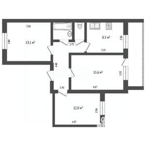 3-к квартира, вторичка, 60м2, 4/6 этаж