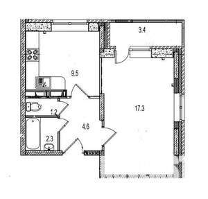 1-к квартира, вторичка, 39м2, 3/17 этаж
