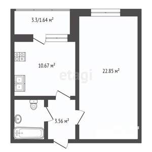 1-к квартира, вторичка, 41м2, 11/17 этаж