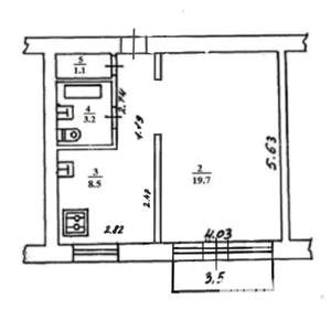 1-к квартира, вторичка, 33м2, 1/5 этаж