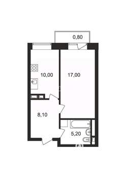 1-к квартира, сданный дом, 40м2, 5/9 этаж