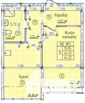 1-к квартира, вторичка, 44м2, 1/17 этаж