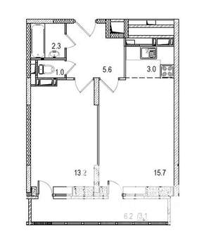 2-к квартира, сданный дом, 47м2, 11/17 этаж