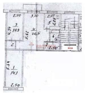3-к квартира, вторичка, 59м2, 5/5 этаж