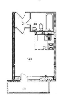 1-к квартира, вторичка, 27м2, 15/17 этаж