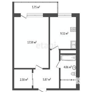 1-к квартира, вторичка, 45м2, 17/17 этаж