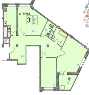 3-к квартира, вторичка, 104м2, 8/17 этаж