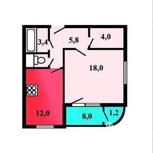 1-к квартира, вторичка, 45м2, 4/11 этаж